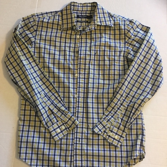 SMALL Slim Fit Blue & yellow long sleeve Nautica, University of Michigan colors - Picture 1 of 5